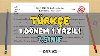 7. Sınıf Türkçe 1.Dönem 1.Yazılı Soruları #2023