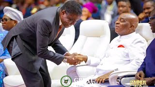 BISHOP DAVID ABIOYE GREETS BISHOP DAVID OYEDEPO AT PFN CONFERENCE ABUJA