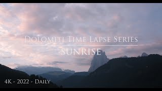 Dolomiti, Val Gardena, Italy | Timelapse Series 365 | Sunrise 2022.08.15 | Livestream, Weather 4k