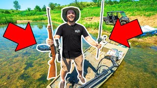 CAST and BLAST Bullfrog Hunting CHALLENGE in My BACKYARD Pond!!! (CATCH CLEAN COOK)