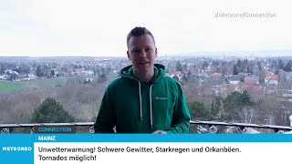 Unwetterwarnung! Schwere Gewitter, Starkregen und Orkanböen. Tornados möglich!