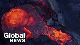 Iceland volcano: Drone video shows stunning close-up view of bubbling lava as eruption continues