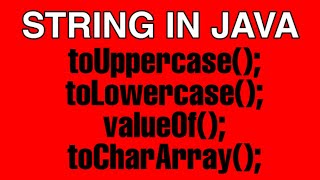 String in Java toUppercase,toLowercase,valueOf,toCharArray in string method in Java #String #java