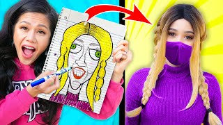 FACE REVEAL to BEST ARTIST to GUESS What She Looks Like! Funny Drawing Alie's Fa