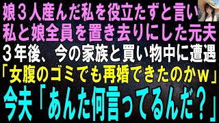 【スカッとする話】女の子を３人産んだ私と娘を捨てた夫「跡取り息子も産めない役立たずめ！」離婚３年後、偶然遭遇した元夫「女腹のゴミでも再婚できたのかよｗ」今夫「あんた何言ってるんだ？」実は…【