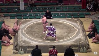 立会不成立で土俵下まで突き飛ばされた富士東が怒りの相撲！／古場-富士東/2018.1.24(31)/koba-fujiazuma/day11 #sumo