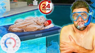 I SPENT 24 HOURS in a FREEZING COLD POOL! (Gone Wrong!!!)