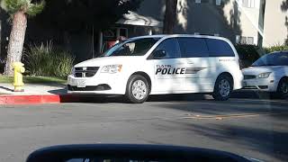 Tustin Police illegally parking and writing illegal parking tickets.