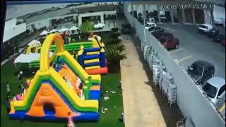 Bounce houses sent flying during strong winds