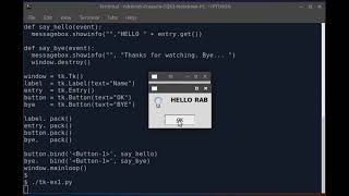 Python/tkinter buttons and text input.