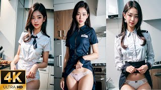 4k 正妹 stewardess lookbook 룩북 스튜어디스 stewardes uniform  lift up skirt 치마올리기 デジタルアート Kitchen concept