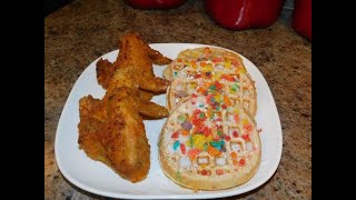 Chicken Wings with Fruity Pebbles Waffles