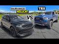 950HP Dodge Durango SRT Hellcat drag races 900hp Single Cab Ram TRX!