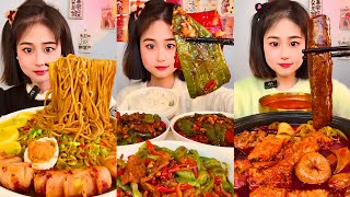 🥢 Chinese Food Mukbang ASMR: Braised Pork Belly with Crunchy Sides