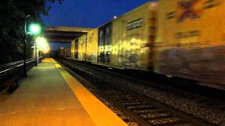 Fast CSX Q410 Freight Train at Night