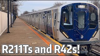 ⁴ᴷ⁶⁰ New R211T Open-Gangway Cars passing Aqueduct-North Conduit with R42 Protection Train!