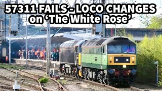 57311 FAILS on the 'WHITE ROSE' plus LOCO CHANGES with 34046 'BRAUNTON' 17/04/24