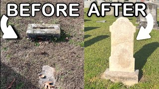 Broken 1800's Marble Grave Marker Restoration