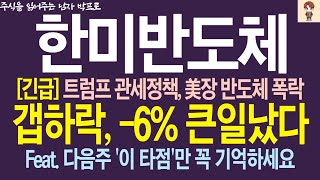 [한미반도체 주가전망] *긴급* 트럼프 관세정책, 美장 반도체 폭락 .. 갭하락 , -6% 큰일났다.. 다음주 '이 타점'만 꼭 기억하세요 !