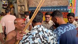 Cricketers Axar Patel, Varun Chakaravarthy and Washington Sundar at Puri Jagannath Temple