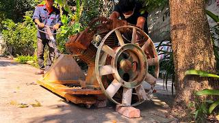 Rusty Giant Compressor Makeover: From Old Crushed to Spectacular - Restore Compressor Engine