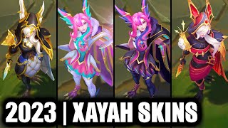 ALL XAYAH SKINS SPOTLIGHT 2023 - Redeemed Star Guardian Xayah Newest Skin | League of Legends