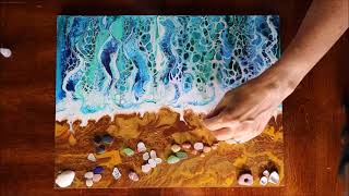 # 7 At the Water's Edge: Acrylic Paint Pour and Sea Glass