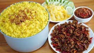 NASI KUNING RICE COOKER SEDERHANA MUDAH DAN ENAK, SEMUA KETAGIHAN!!