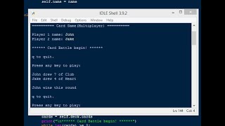 Simple Card Game(Multiplayer) in Python