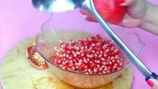 Just hit the pomegranate with spatula to removed seeds easily/How to make juice using blender?