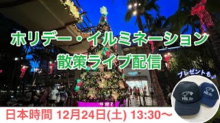 【ライブ】日本時間12月24日(土)13:30開始！イルミネーションが輝く夜のワイキキから配信です！プレゼントもご用意しております。皆さまのご参加お待ちしております♪