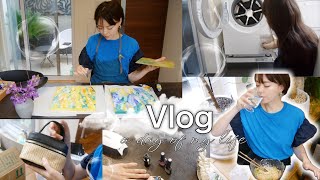 【Vlog#96】やりたい事を終わらせたい日🌿SHEIN購入品 | 洗濯機のその後 | ランチ |植え替え |油絵…etc