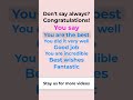 Don't say always ? Congratulations! English Learning Tutorial_Useful Video.