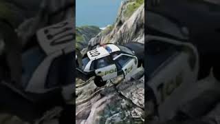 POLICE CARS FALL OFF THE MOUNTAIN AND CRASH BEAMNG #1 (#shorts)
