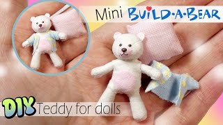 Miniature (NO SEW) Build A Bear Inspired Teddy Tutorial // DIY Dolls/Dollhouse
