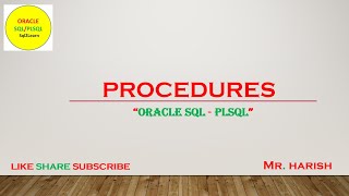 Oracle PLSQL Procedures