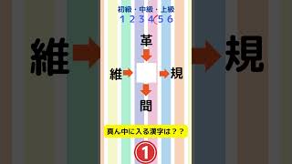 脳トレ！漢字クロスワードクイズ【真ん中に入る漢字を当ててね！】革〇、維〇、〇規、〇聞など、全７問