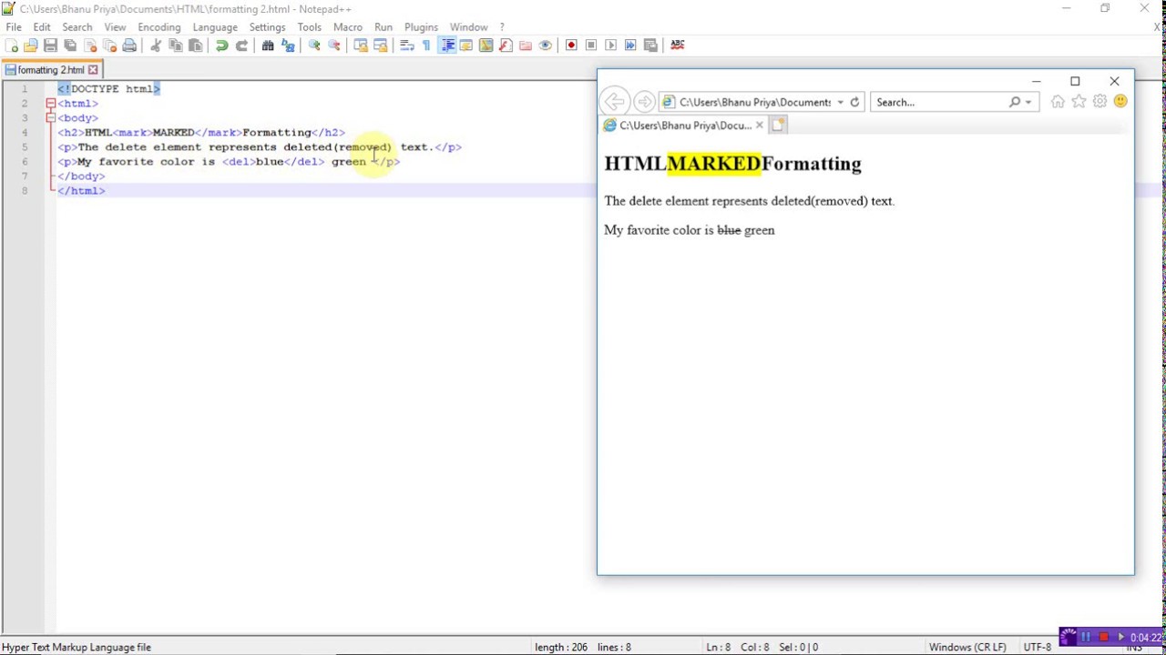 Html Text Formatting Tutorial | Mark Tag | By Bhanu Priya - YouTube
