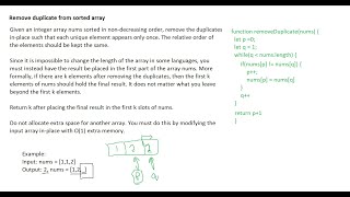 Interview Questions | Remove Duplicate from sorted array | JavaScript | NodeJS | leetcode