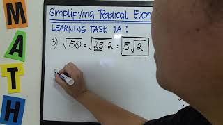 TAGALOG: Simplifying Radical Expressions, Learning Task 1A #TeacherA