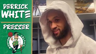 Derrick White Reacts to His BLOCK on TJ Warren | Celtics Postgame Interview