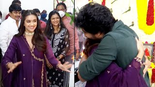 Keerthy Suresh Gives Tight HUG to Hero Nani At Dasara Movie Launch | Filmy Focus