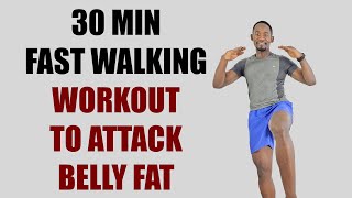 30-Minute FAST Walking In Place Workout to Attack Belly Fat 🔥300 Calories🔥
