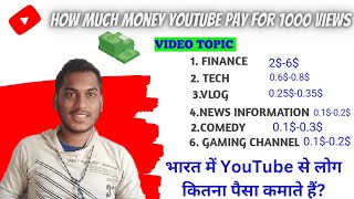 How Much Money YouTube Pay For 1000 views In 2023 ll YouTube Earning details In Hindi