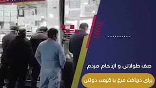 صف طولانی و ازدحام مردم برای دریافت مرغ با قیمت دولتی