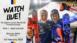 FIS Alpine Junior World Champs 2024 - Men's Slalom Run 1 - Morzine ( France) - Feb 2nd 2:30pm CET