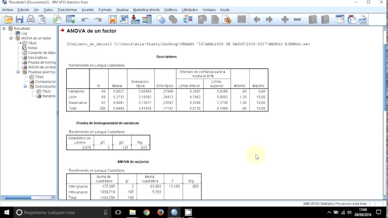 12. Prueba Del ANOVA De Un Factor En SPSS - YouTube