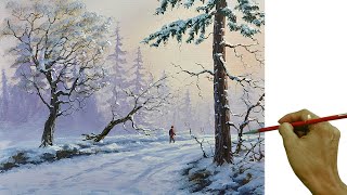 Acrylic Landscape Painting in Time-lapse / Walking in Winter / JMLisondra