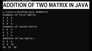 Addition of Two Matrices in Java