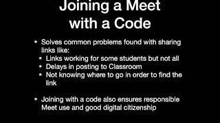 Google Meet - Joining with a Code (student view)